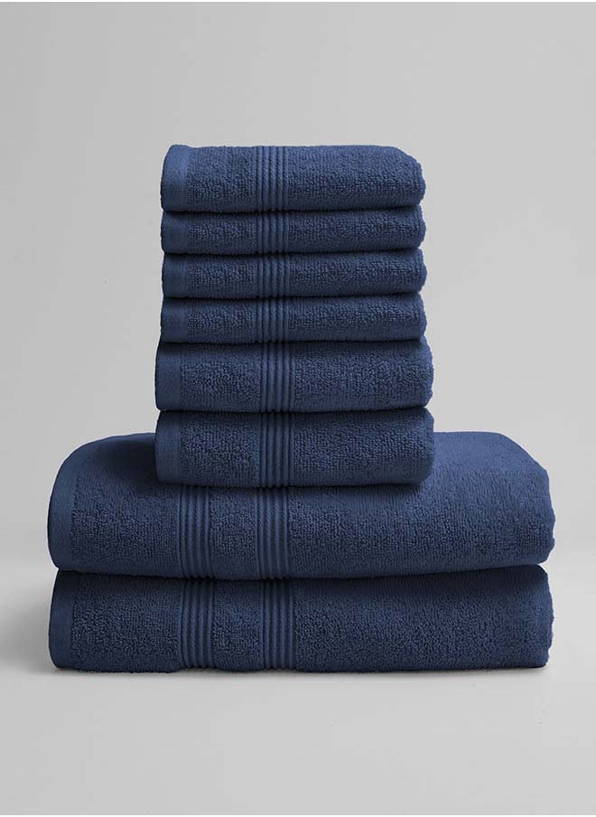 La'Marvel 8 Pieces Set by La'Marvel Estate Blue 550 GSM 100% Cotton Luxury Home Towels  - Image 1