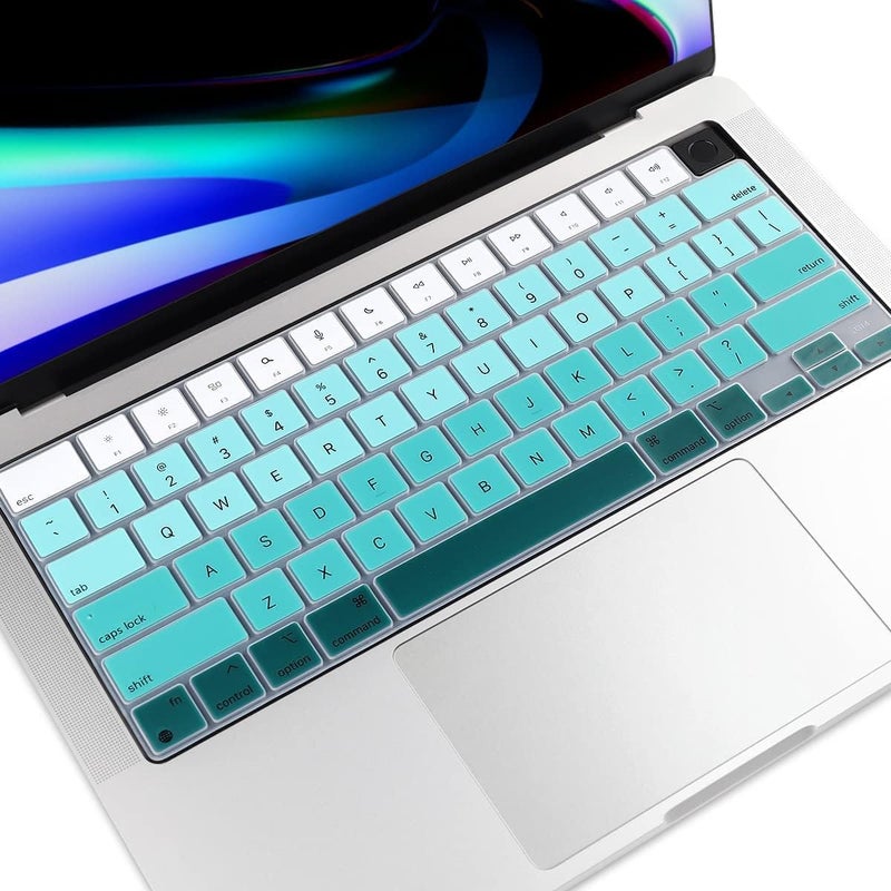 FACTOTECH Premium Keyboard Cover Skin Ultra Thin for MacBook Air 15" M3 M2 (A3114 A2941), Air 13.6" (A3113 A2681) 2024-2021, Pro 14" 16" M3 M2 M1 (A2918 A2992 A2779 A2442 A2991 A2780 A2485)- GR Green - Image 1