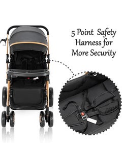 Two-Way Baby Stroller | Excellent Shock Absorber | Front and Parent Facing | Large Canopy and Seat | 5-Point Harness | Cup Holder | Large Basket | Quick Folding | 0-36 Months |Black - pzsku/ZB21863EA3E40AEAED7CCZ/45/_/1740966513/a72a415a-fbbe-471c-aab2-c6096418bd89