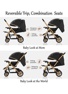 Two-Way Baby Stroller | Excellent Shock Absorber | Front and Parent Facing | Large Canopy and Seat | 5-Point Harness | Cup Holder | Large Basket | Quick Folding | 0-36 Months |Black - pzsku/ZB21863EA3E40AEAED7CCZ/45/_/1740966515/4cb7bb38-8a02-4c98-9800-419ebce5ea23