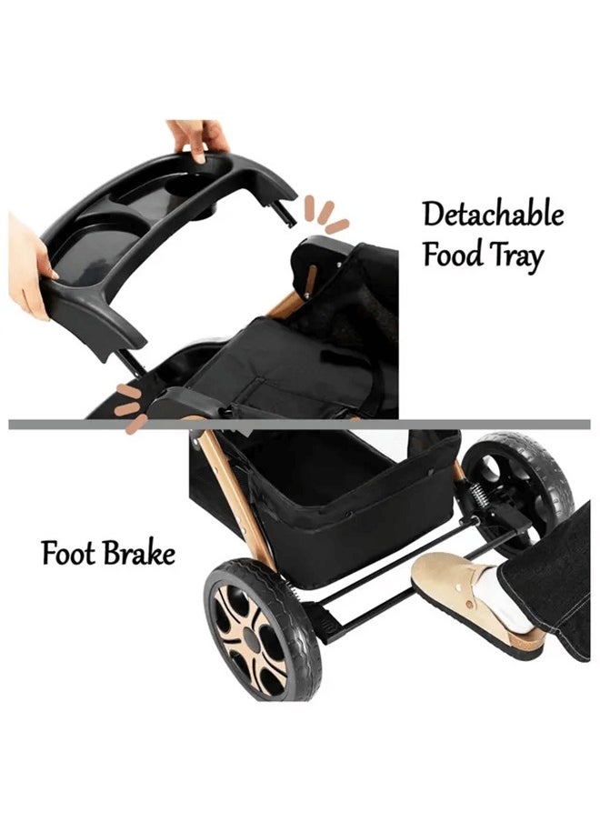 Riolio - Two-Way Baby Stroller | Excellent Shock Absorber | Front and Parent Facing | Large Canopy and Seat | 5-Point Harness | Cup Holder | Large Basket | Quick Folding | 0-36 Months |Black - Image 1