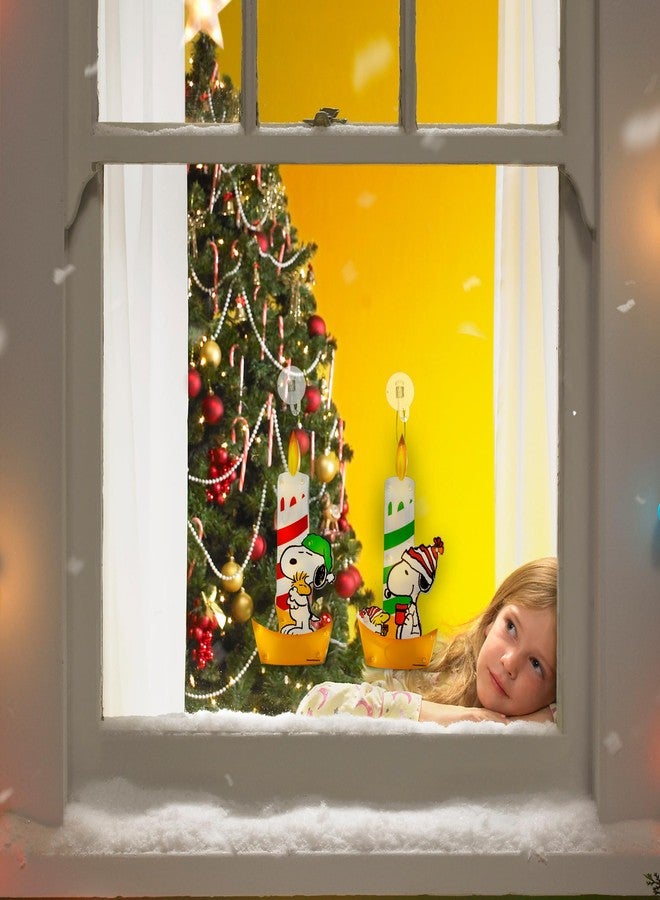 PRODUCTWORKS 12IN EA. Peanuts 2 PC Lighted Holiday Christmas Window DÉCOR Candles Snoopy and Woodstock with Suction Cup for Hanging - Image 5
