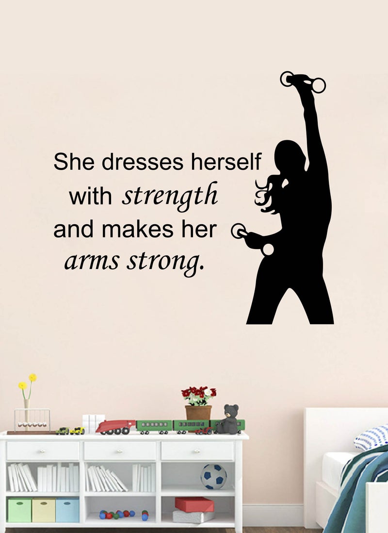 Spoil Your Wall Dresses Herself with Strength Gym Quote Wall Decal - Wall Arts Home Décor - Wall Sticker, 80x70 cm by Spoil Your Wall  - Image 1