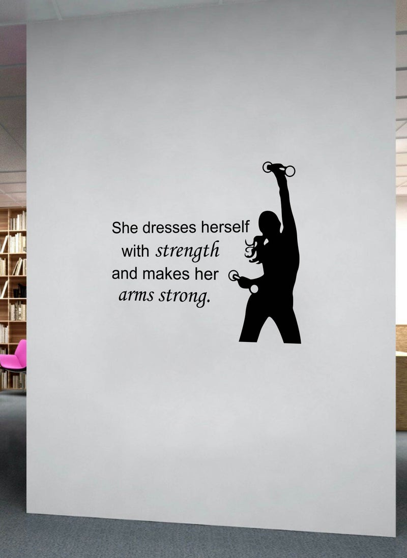 Spoil Your Wall Dresses Herself with Strength Gym Quote Wall Decal - Wall Arts Home Décor - Wall Sticker, 80x70 cm by Spoil Your Wall  - Image 2