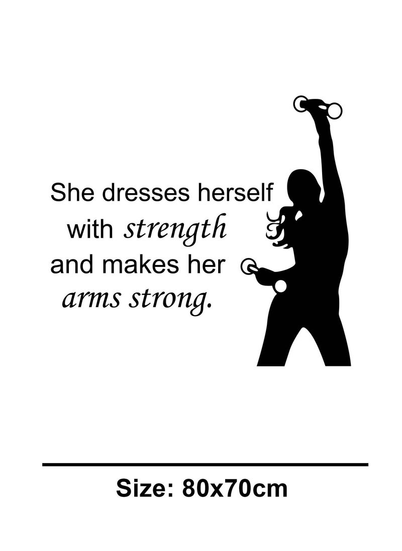 Spoil Your Wall Dresses Herself with Strength Gym Quote Wall Decal - Wall Arts Home Décor - Wall Sticker, 80x70 cm by Spoil Your Wall  - Image 3