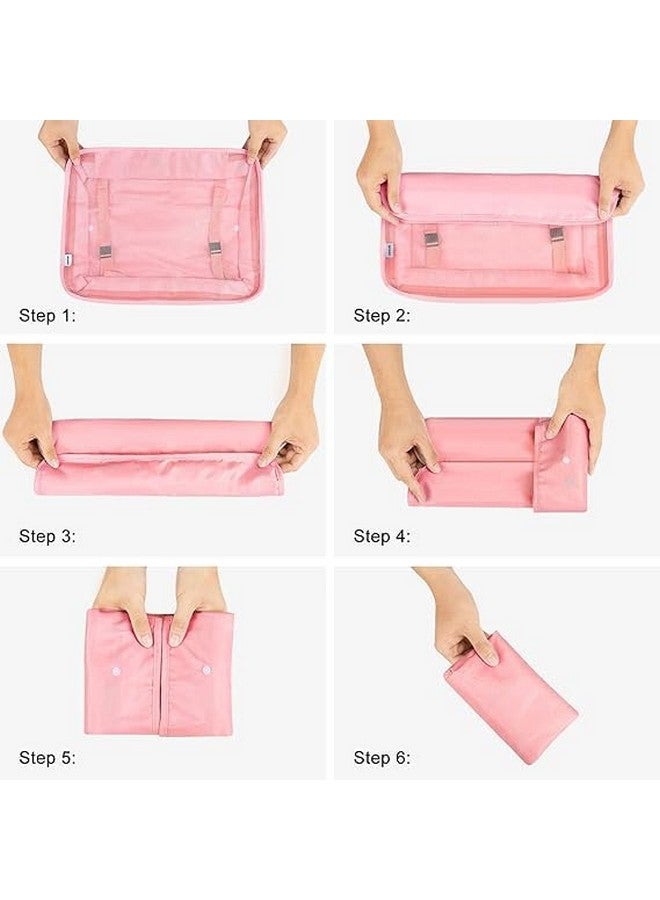MONJAY Polyester 7Pcs Set Travel Organizer Packing Cubes Lightweight Travel Luggage Organizers With Laundry Bag Or Toiletry Bag Laundry Organiser(7 Pcs,Pink),10 Cm,3 Cm - Image 5