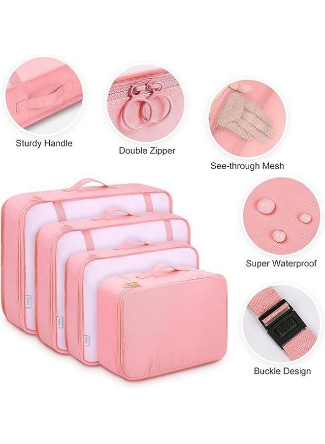 MONJAY Polyester 7Pcs Set Travel Organizer Packing Cubes Lightweight Travel Luggage Organizers With Laundry Bag Or Toiletry Bag Laundry Organiser(7 Pcs,Pink),10 Cm,3 Cm - Image 2