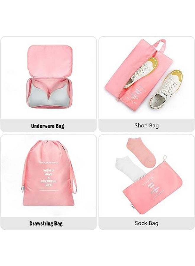 MONJAY Polyester 7Pcs Set Travel Organizer Packing Cubes Lightweight Travel Luggage Organizers With Laundry Bag Or Toiletry Bag Laundry Organiser(7 Pcs,Pink),10 Cm,3 Cm - Image 4
