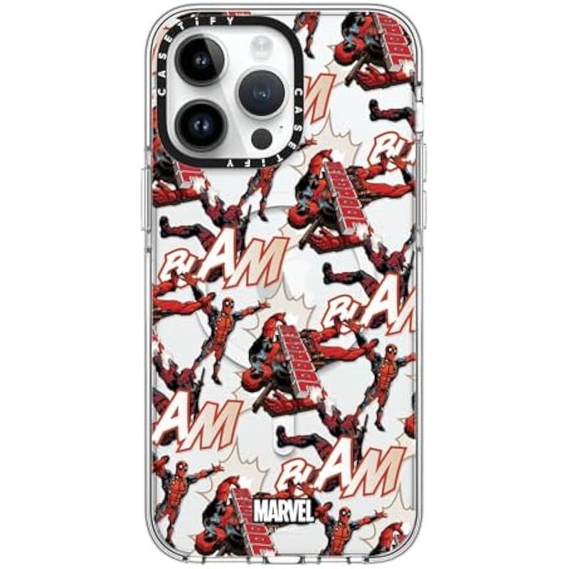 Casetify Clear iPhone 14 Pro Max Case 【Deadpool & Wolverine Co-Lab/Not Yellowing / 6.6ft Drop Protection/Magsafe】 - Deadpool Pattern Case - Clear - Image 1