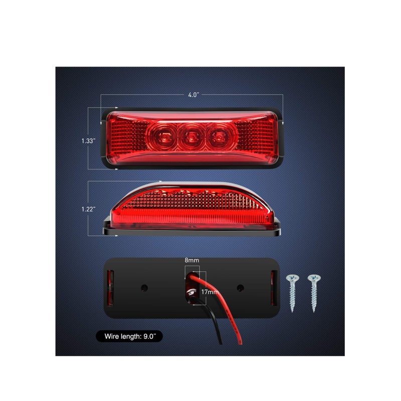 SOLARAE ضوء علامة LED TL-33 4 قطع 3.9 بوصة 3 LED ضوء شاحنة مقطورة ضوء أمامي خلفي ضوء علامة جانبية LED مصباح مؤشر إضاءة خالية من الماء سطح محكم التركيب ضوء علامة LED - Image 4