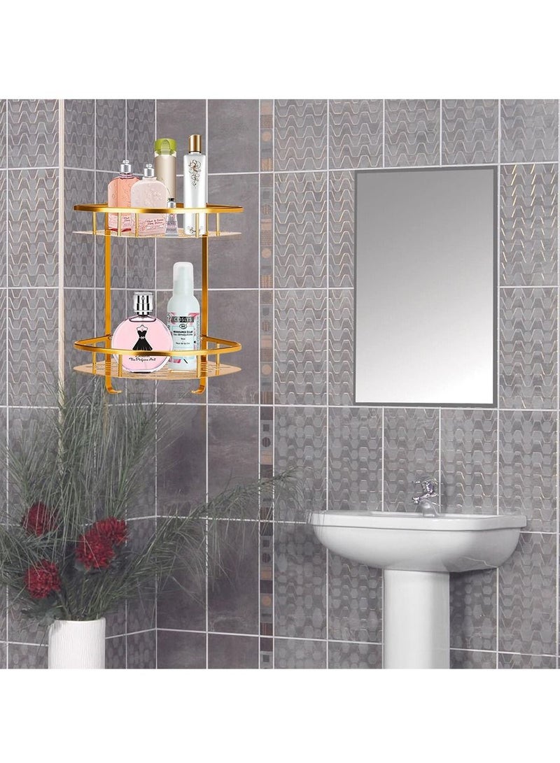 هومار كيت زاوية علبة الدش، منظم الدش بطبقتين، رف دش لاصق من الألومنيوم مثبت على الحائط بدون حفر للمرحاض والشامبو والنوم والمطبخ - Image 5