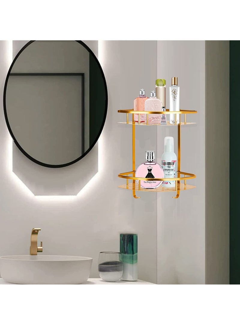 هومار كيت زاوية علبة الدش، منظم الدش بطبقتين، رف دش لاصق من الألومنيوم مثبت على الحائط بدون حفر للمرحاض والشامبو والنوم والمطبخ - Image 2