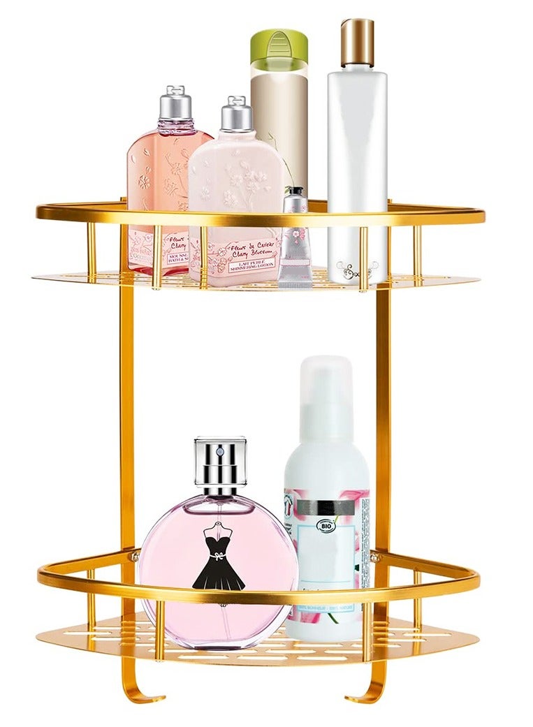 هومار كيت زاوية علبة الدش، منظم الدش بطبقتين، رف دش لاصق من الألومنيوم مثبت على الحائط بدون حفر للمرحاض والشامبو والنوم والمطبخ - Image 3