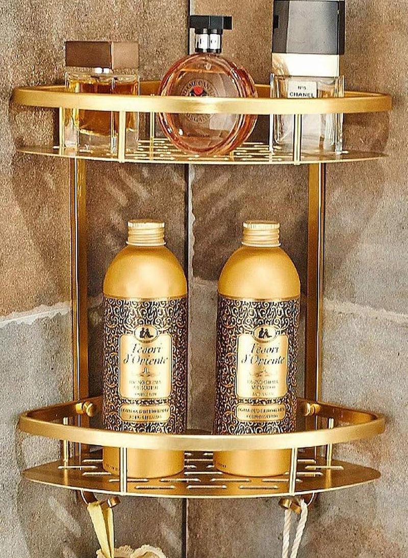 هومار كيت زاوية علبة الدش، منظم الدش بطبقتين، رف دش لاصق من الألومنيوم مثبت على الحائط بدون حفر للمرحاض والشامبو والنوم والمطبخ - Image 1