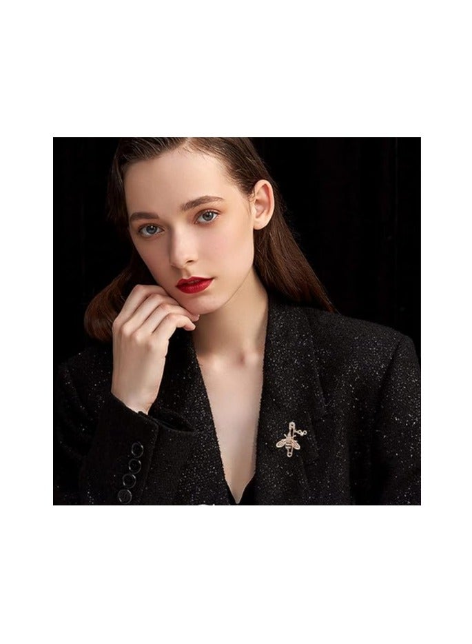 Bee-shaped brooch pin with crystals, jacket cardigan matching clothes accessories - Image 5