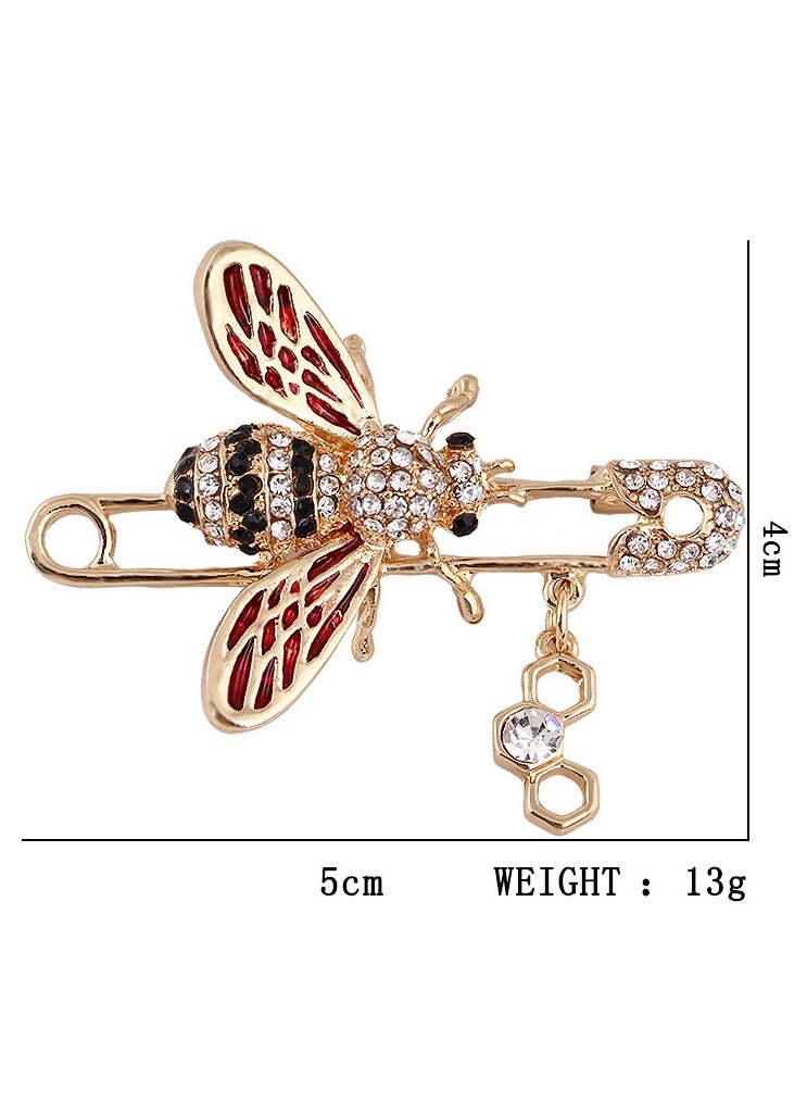 Bee-shaped brooch pin with crystals, jacket cardigan matching clothes accessories - Image 4