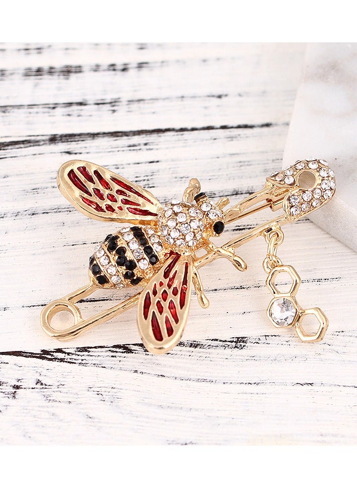 Bee-shaped brooch pin with crystals, jacket cardigan matching clothes accessories - Image 3