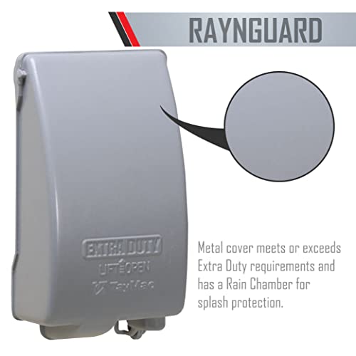 TayMac MX4280S 1-Gang Extra Duty In-Use Cover, Weatherproof Metal Low Profile 8-in-1, 3.5 in. Deep, Vertical, Gray - Image 3