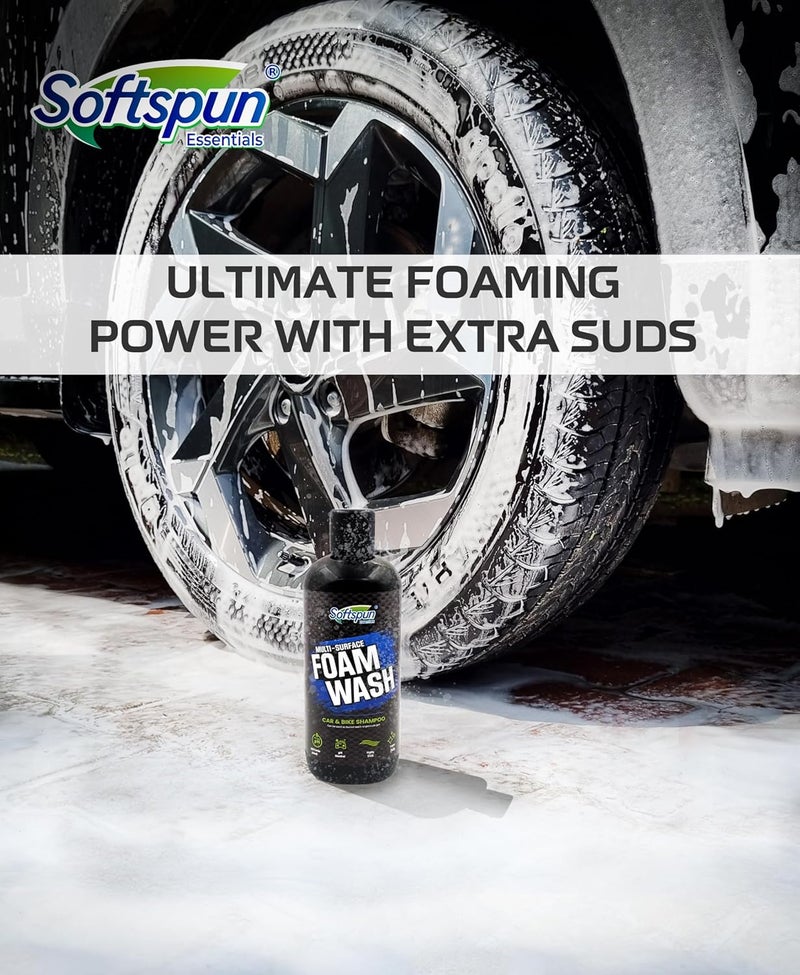 SOFTSPUN Essentials 300mL Car & Bike Premium Liquid Shampoo | Extra Suds, Removes Tough Dirt & Grime| pH Neutral | Works with Bucket & Foam Cannon - Image 2