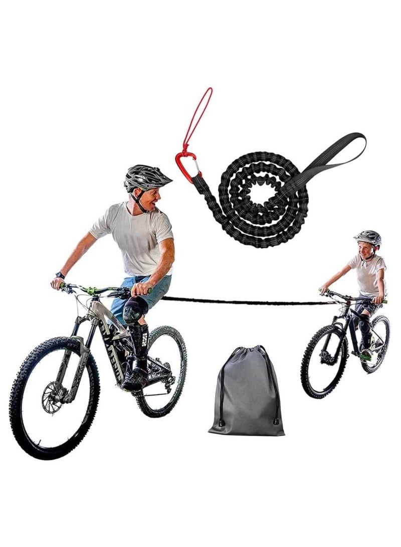 Bicycle Tow Bungee Rope, Bike Towing Strap Parent-Child Pull Traction Bungee Cord, for Kids Adult Long Trip MTB & Cycling Pull Strap, Black  - Image 1