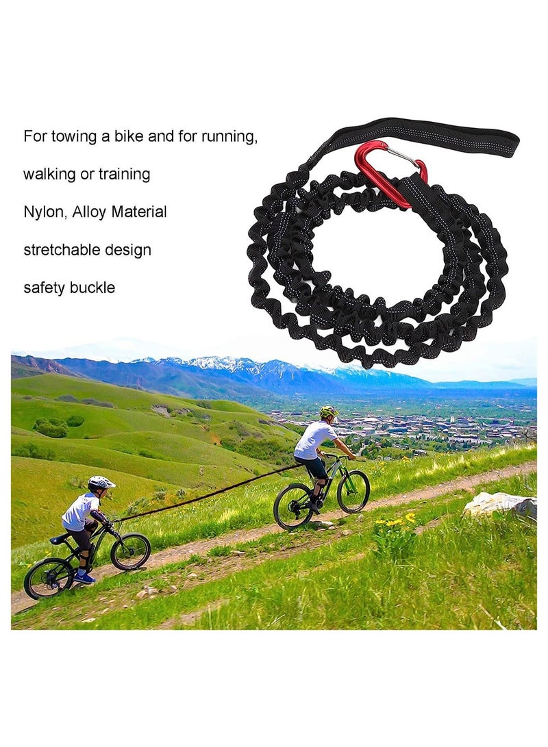 Bicycle Tow Bungee Rope, Bike Towing Strap Parent-Child Pull Traction Bungee Cord, for Kids Adult Long Trip MTB & Cycling Pull Strap, Black  - Image 2