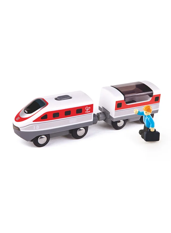Hape Hape Intercity Battery Powered Train Set | High-Speed Toy Train with Working Headlights & Reversible Magnet Link | Imaginative Play for Kids 3+