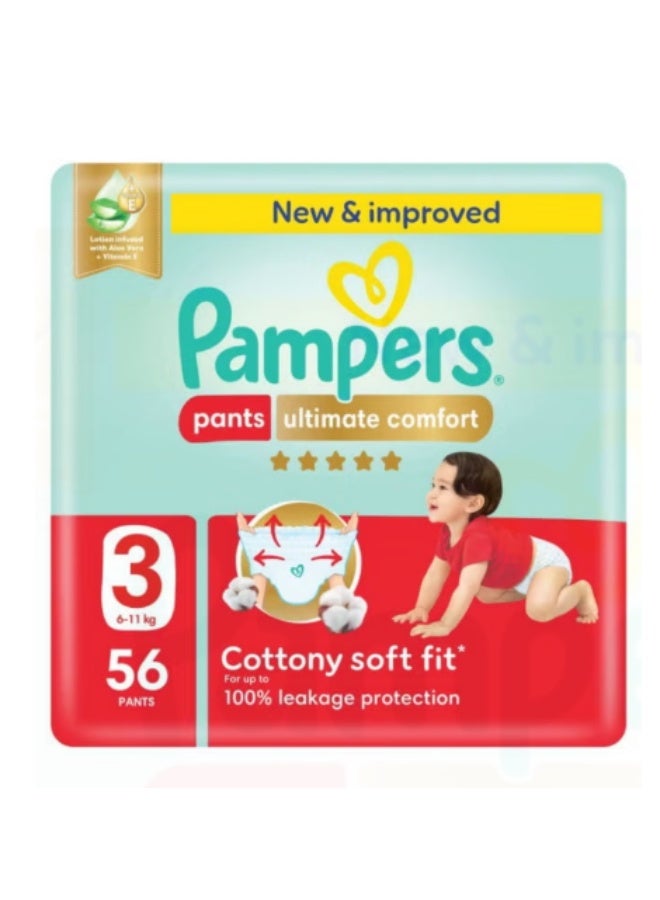 Ultimate Comfort Pants Diapers, Size 3, 6-11kg, Super Saving Pack, 56 Count