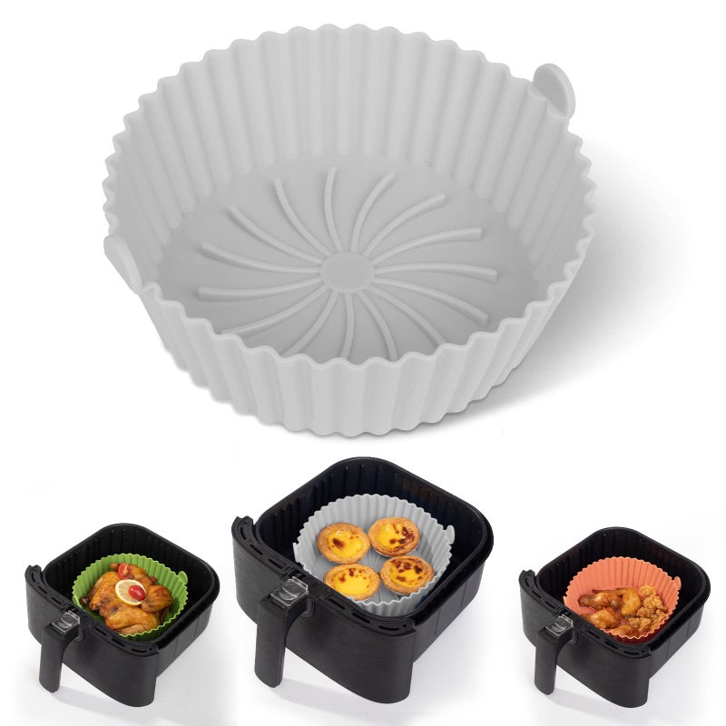 Loveuing Air Fryer Silicone Liners  Reusable Nonstick Air Fryers Silicone Pot Liner Compatible with COSORI AirFryer Basket Accessories XLarge  73 Inch Fit 42 to 6 Qt Gray