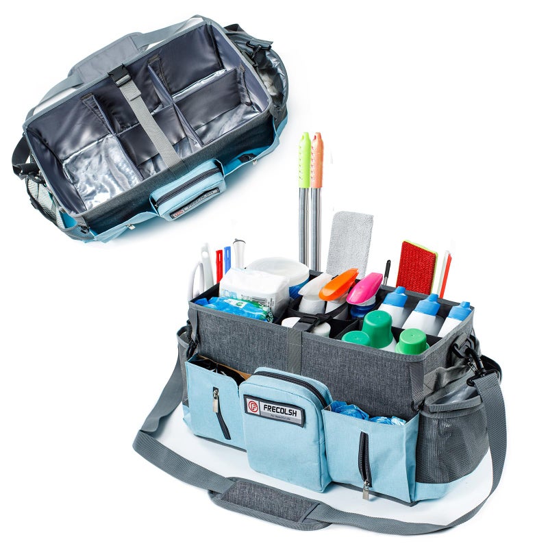 FRECOLSH Large Cleaning Supplies OrganizerCleaning Caddy Organizer With Handles Shoulder StrapCleaning Bags for Cleaning SuppliersHousekeepers Wearable Cleaning Tote Upgraded - Image 2