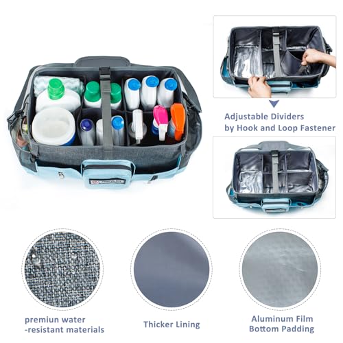 FRECOLSH Large Cleaning Supplies OrganizerCleaning Caddy Organizer With Handles Shoulder StrapCleaning Bags for Cleaning SuppliersHousekeepers Wearable Cleaning Tote Upgraded - Image 3