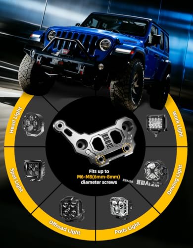 NKCELL POWER Hood Mount Light Dual Brackets Ditch Light Mounting Bracket for JL A-Pillar Off-Road Car LED Pod Work Lights, Wrangler JL JLU 4xe Gladiator JT 2018-2025 Accessories(2-PCS, Black) - Image 2