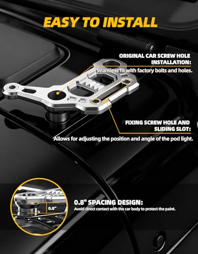 NKCELL POWER Hood Mount Light Dual Brackets Ditch Light Mounting Bracket for JL A-Pillar Off-Road Car LED Pod Work Lights, Wrangler JL JLU 4xe Gladiator JT 2018-2025 Accessories(2-PCS, Black) - Image 3
