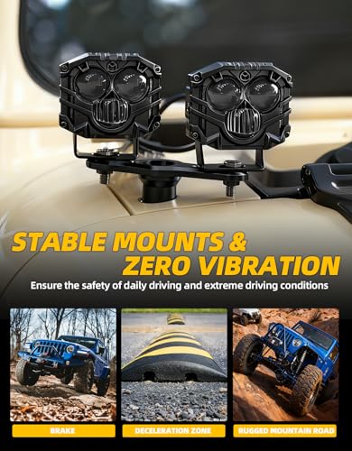 NKCELL POWER Hood Mount Light Dual Brackets Ditch Light Mounting Bracket for JL A-Pillar Off-Road Car LED Pod Work Lights, Wrangler JL JLU 4xe Gladiator JT 2018-2025 Accessories(2-PCS, Black) - Image 4