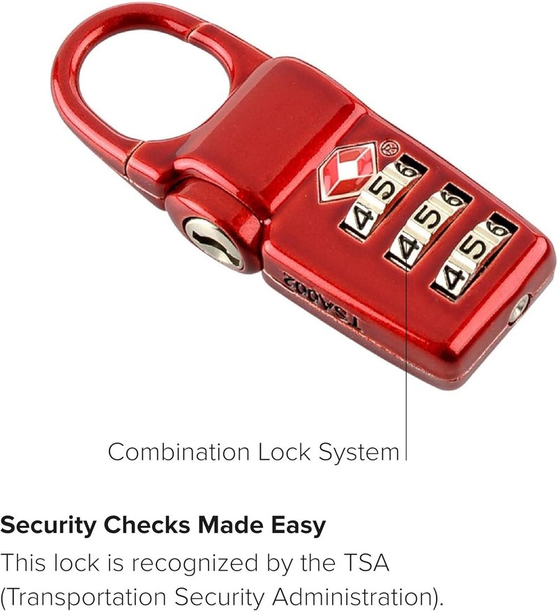 Tumi صندوق قفل TSA - قفل تركيبي للأمتعة والحقائب - أقفال معتمدة من TSA - ملحقات أمان السفر - مجموعة من 3 - أسود/فضي/أحمر - Image 3