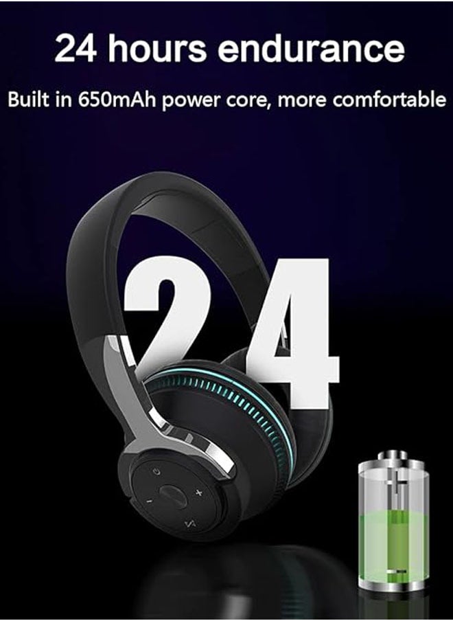 General - Noise Cancelling Over-Ear Wireless Bluetooth 5.1 Stereo Foldable Headphones Multi-color LED Light Built-in Microphone Over-Ear Bluetooth Headphones - Image 1