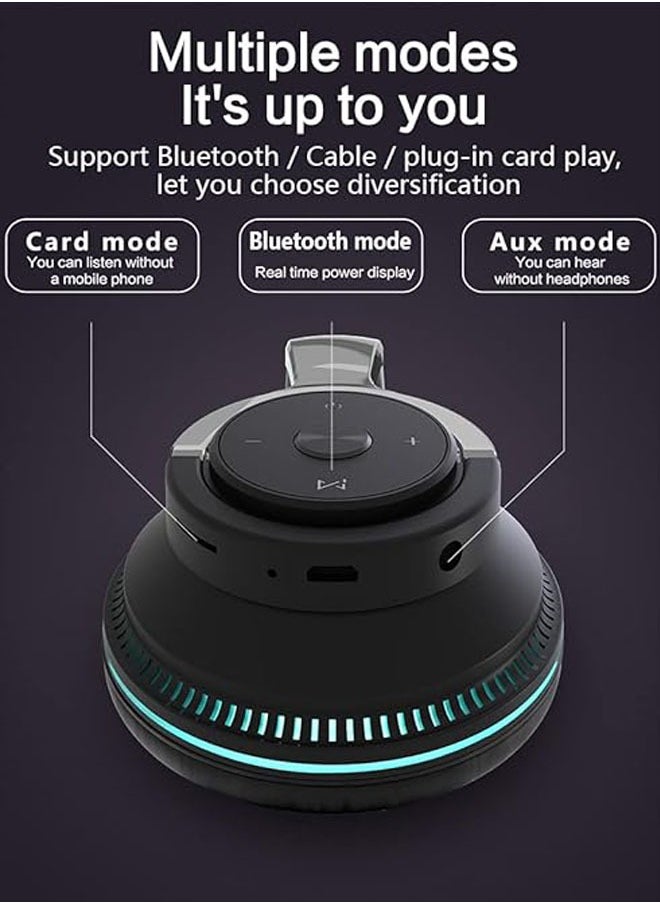 General - Noise Cancelling Over-Ear Wireless Bluetooth 5.1 Stereo Foldable Headphones Multi-color LED Light Built-in Microphone Over-Ear Bluetooth Headphones - Image 1