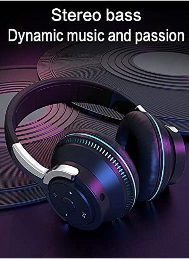 General - Noise Cancelling Over-Ear Wireless Bluetooth 5.1 Stereo Foldable Headphones Multi-color LED Light Built-in Microphone Over-Ear Bluetooth Headphones - Image 1
