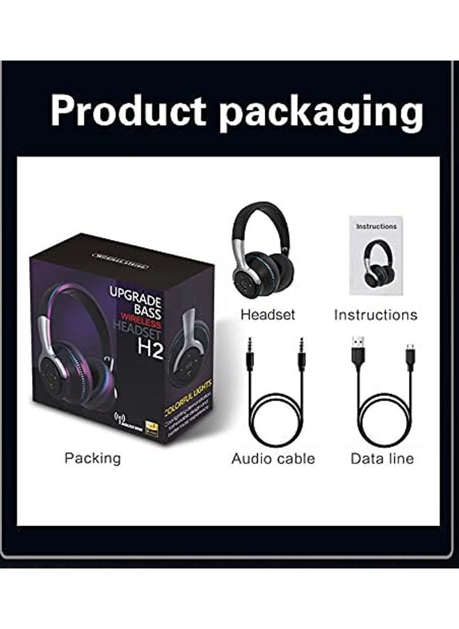 General - Noise Cancelling Over-Ear Wireless Bluetooth 5.1 Stereo Foldable Headphones Multi-color LED Light Built-in Microphone Over-Ear Bluetooth Headphones - Image 1