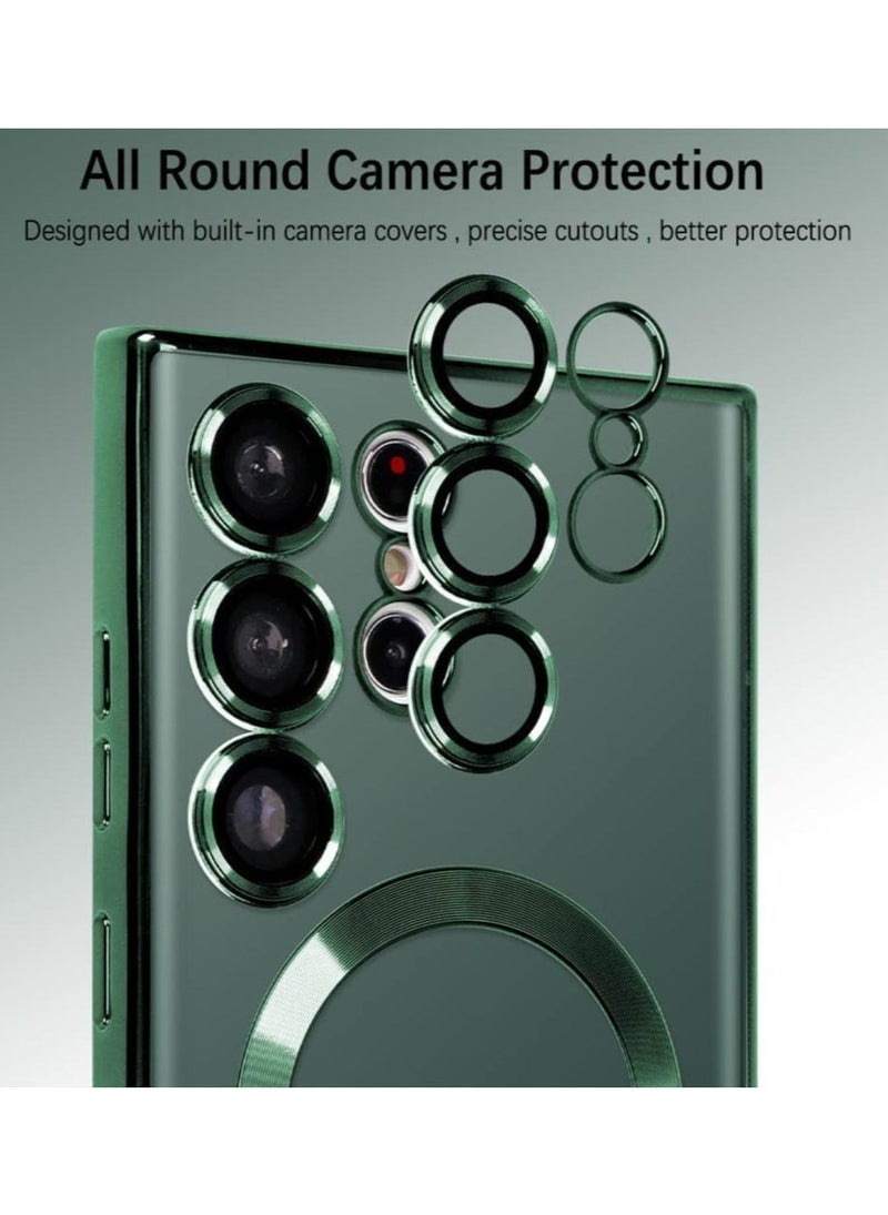 Raxoom Magnetic Clear Case for Samsung Galaxy S23 Ultra with Camera Lens Protector Magsafe Compatible Electroplated Soft TPU Shockproof Anti-Scratch Phone Case - Image 2