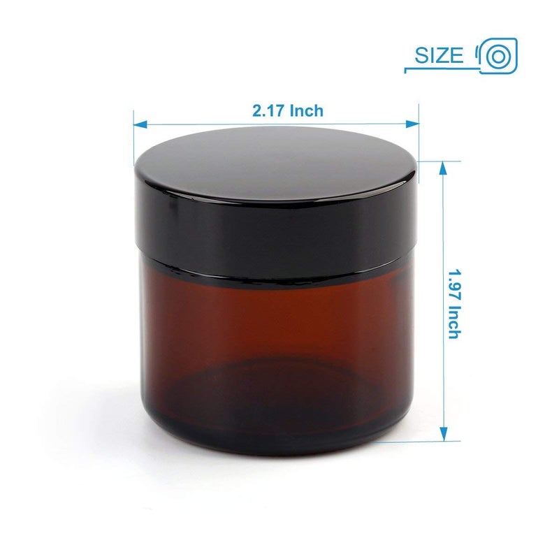 Encheng 15 Pack Of 2 Oz Amber Round Glass Jars With Inner Liners And Black Lids Empty Cosmetic Containers Cream Jars - Image 2