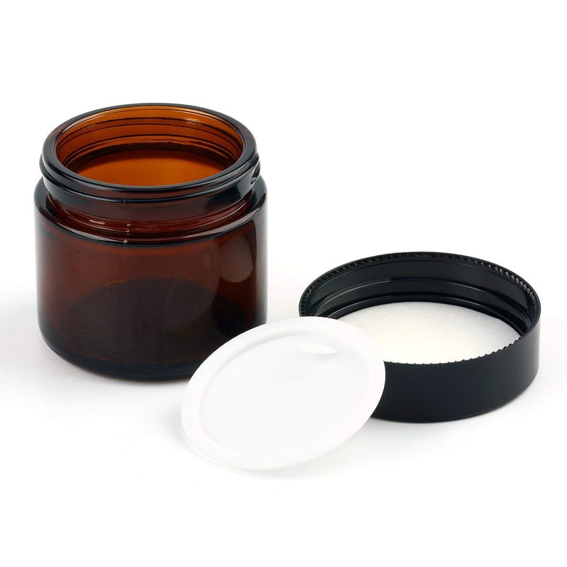 Encheng 15 Pack Of 2 Oz Amber Round Glass Jars With Inner Liners And Black Lids Empty Cosmetic Containers Cream Jars - Image 3