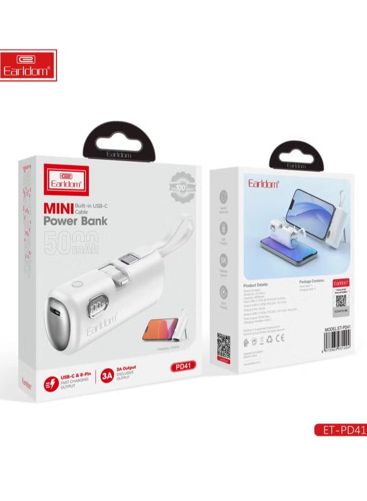 أيرلدوم بنك طاقة جيب 5000 مللي أمبير في الساعة مع شحن سريع وشاشة LED ومدخل واحد ومخرجين لنوع C - Image 1