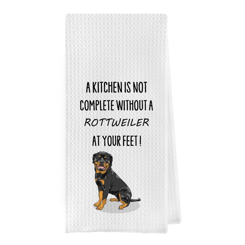 Geqtt Funny Rottweiler Dish Towels - Rottweiler Decorative Waffle Weave Kitchen Towels  Rottweiler Gifts Hand Towel  Rottweiler Gifts Tea Towel (16?24 Inches) - Image 1
