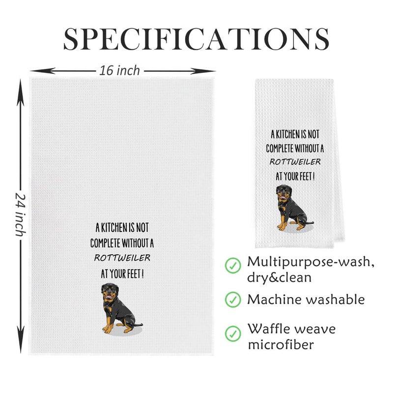 Geqtt Funny Rottweiler Dish Towels - Rottweiler Decorative Waffle Weave Kitchen Towels  Rottweiler Gifts Hand Towel  Rottweiler Gifts Tea Towel (16?24 Inches) - Image 5