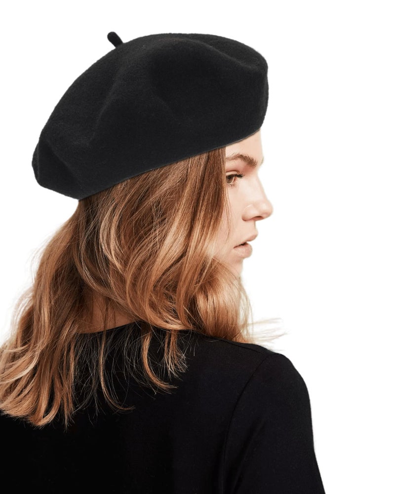 XuoAz Women Wool Beret Hat, Classic French Style Artist Hat, Solid Color Chic Winter Warm Cap for Girls - Image 1