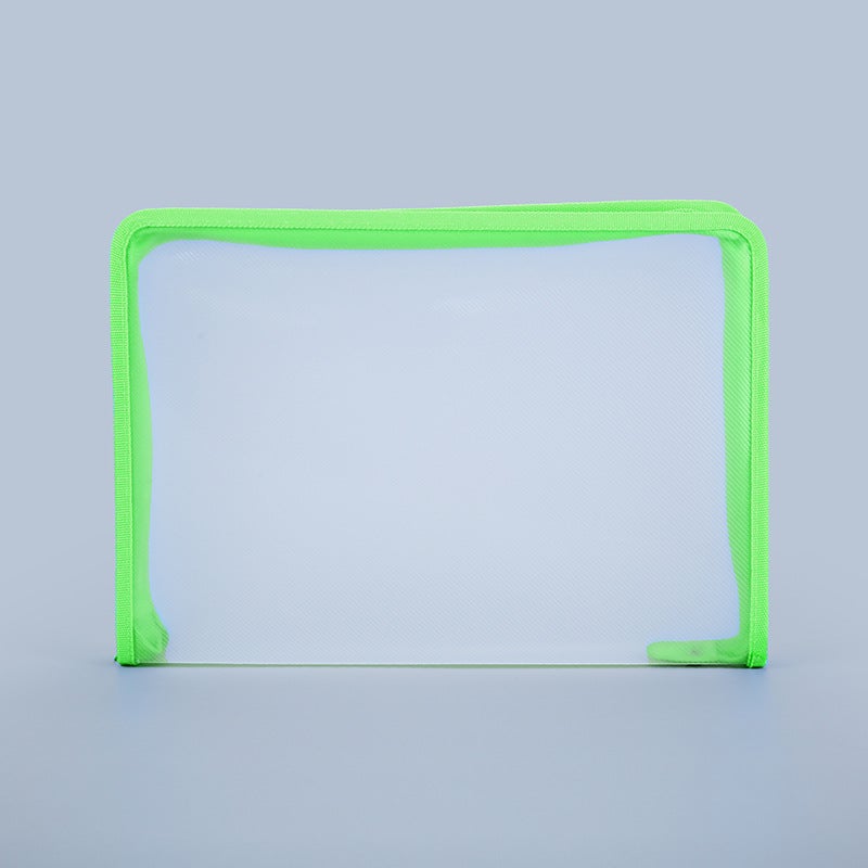 Generic A4 Transparent Diagonal Zip Pouch Water-Resistant Multi-Color Green