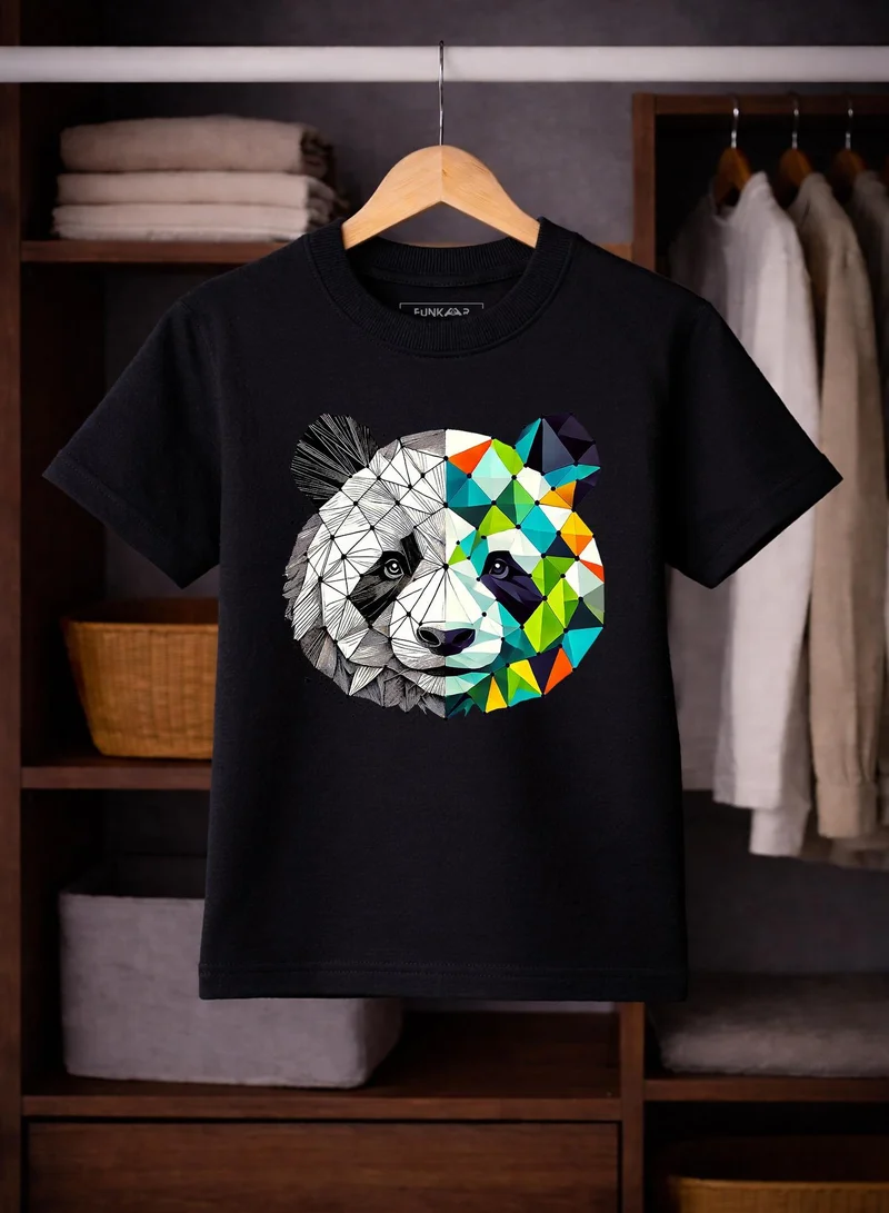 Funkaar Funkaar Geometric Panda Print T-shirt for Boys & Girls
