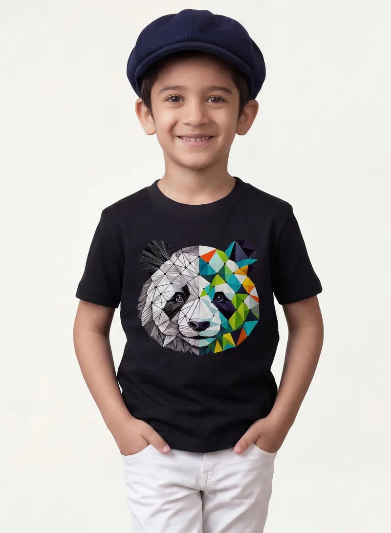 Funkaar Funkaar Geometric Panda Print T-shirt for Boys & Girls