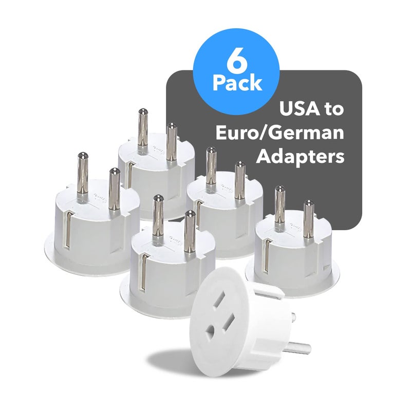 OREI OREI American USA To European Plug Adapter – Type E/F Schuko Plug Adapter - Use in Germany, France, & More - CE Certified – For Mobile, Laptop & Camera Chargers - 6 Pack  - Image 3
