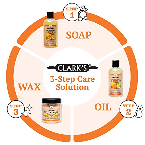 CLARK'S Cutting Board Oil And Wax Kit - Restore The Beauty Of Your Wood - 3-Step Care Solution - Clean Your Wood In All Natural Chemical Free Way - Prevents Cracking Or Warping - Food Safe - Image 3